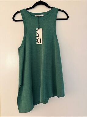 Adolfo Domínguez NWT Green Linen Blend Knit Tunic Tank Medium